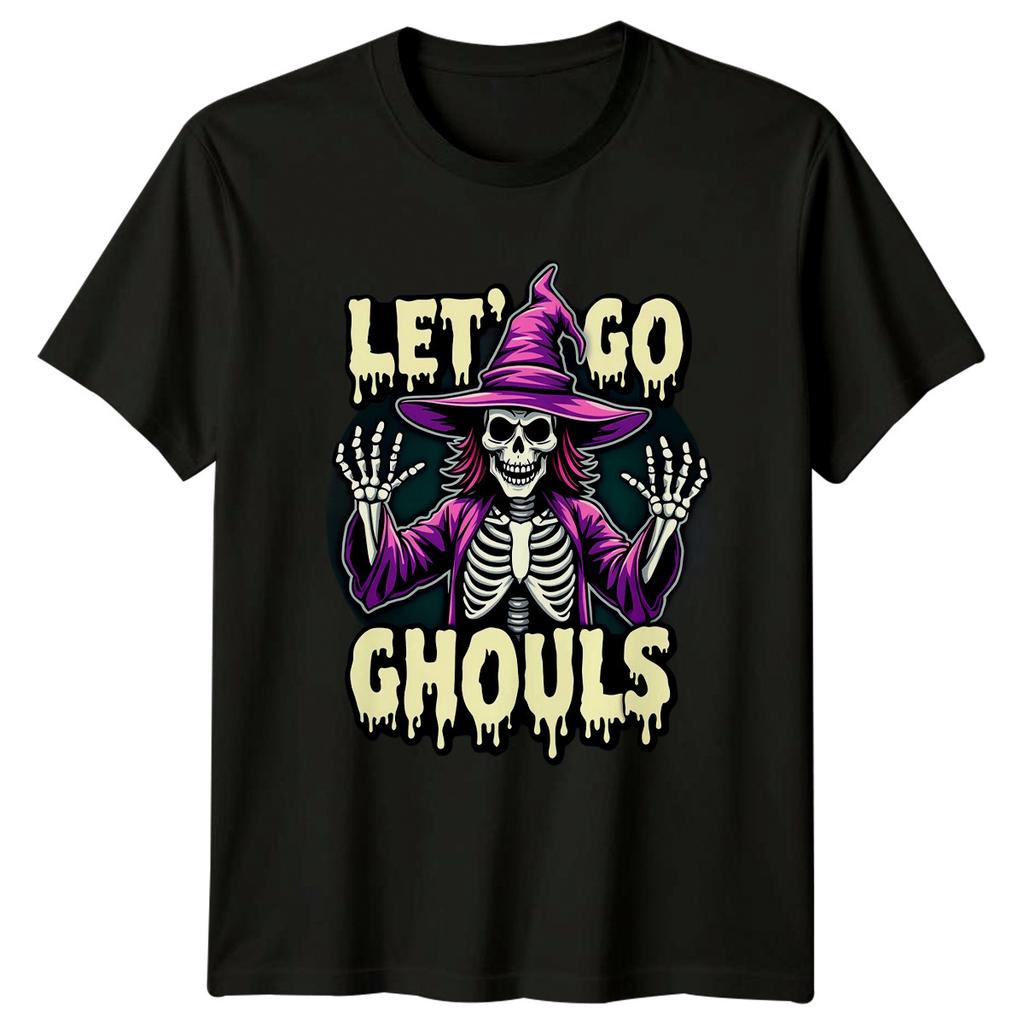 Lets Go Ghouls Skeleton Spooky Halloween Unisexs Unisexs Graphic Tee