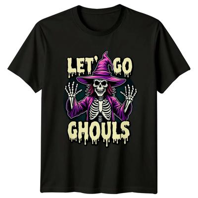 Lets Go Ghouls Skeleton Spooky Halloween Unisexs Unisexs Graphic Tee
