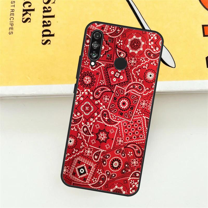 Red Bandana Paisley For Huawei Nova Y61 Y73 Y70 Y72 Y60 Y90 Y91 7i 8i 11i 12i 12s 9 10 SE P20 P30 P40 Lite Case