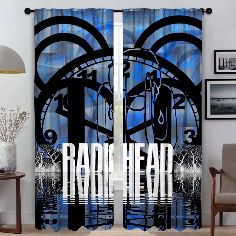 Radiohead Tüll für Schlafzimmer Wohnzimmer Vorhang Halloween Dekoration Küchenvorhänge für Kamera Heiminnenraumvorhänge 2 Stück