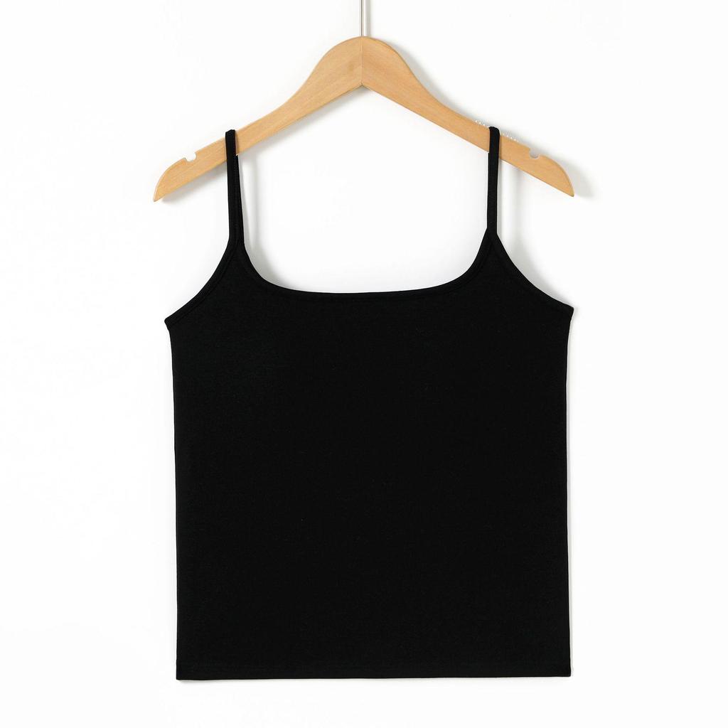 Women's White Camisole with Built-in Bra - Summer Slim Fit Versatile Base Layer