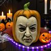 Pumpkin Face Sculpture Spooky Ghost Face Resin Pumpkin Figurine Halloween Tabletop Decoration for Indoor Outdoor Patio Home Decor