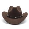 Metal Pentagram Western Cowboy Top Hat Woolen Jazz Hat Felt Hat Men'S And Women'S Top Hat