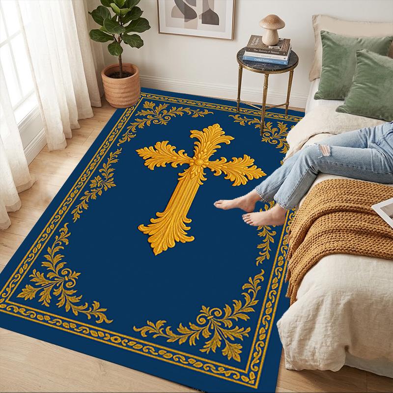 Golden Cross Living Room Nonslip Area Rug Soft Carpet For Bedroom Game Playroom Sofa Office Home Decor Doormat Christmas Gift C926717