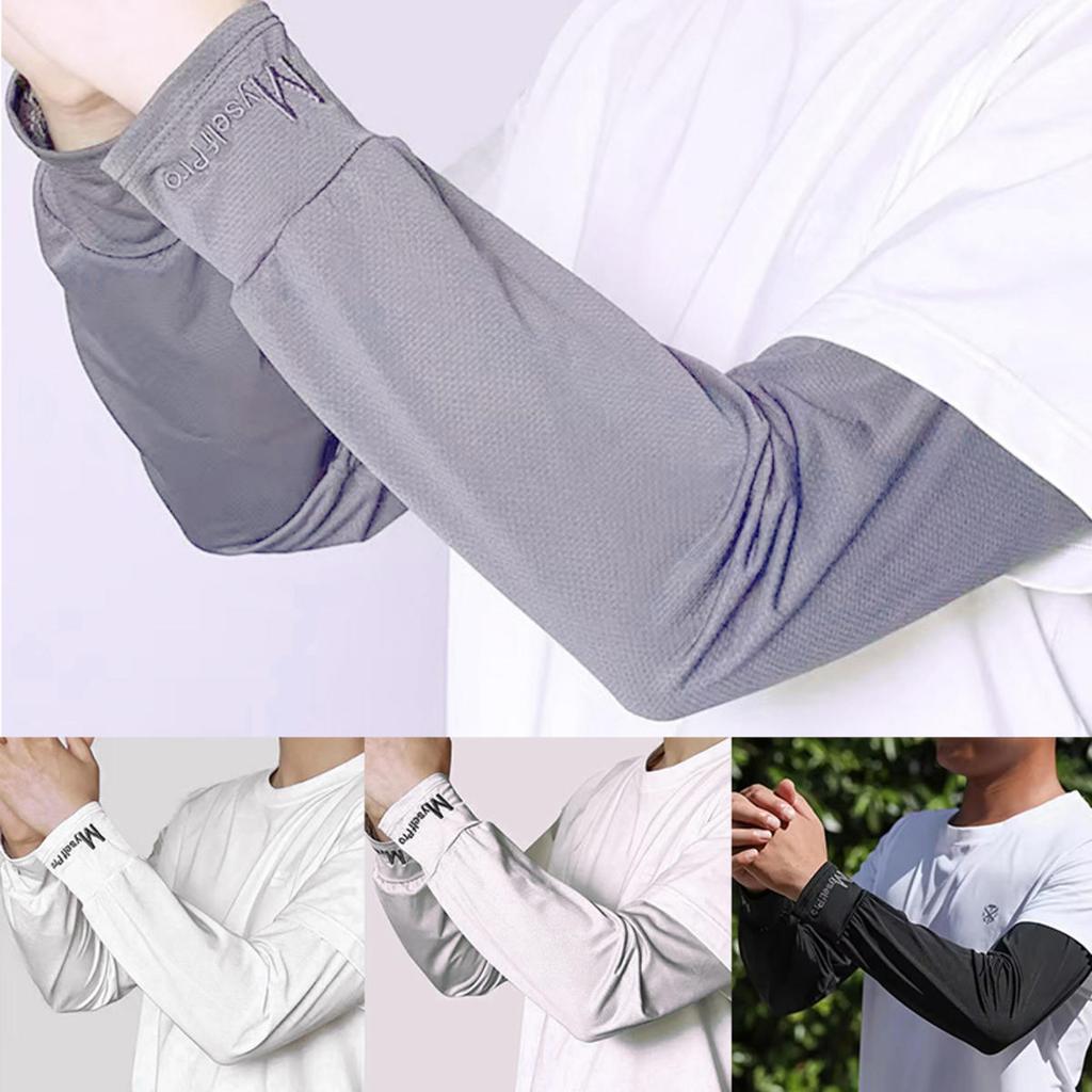 1Pair Ice Silk Sleeve Sun Protect Anti-Slip Sunscreen Cuffs Large Size Driving Sun Protection Arm Sleeves Breathable Arm Warmer