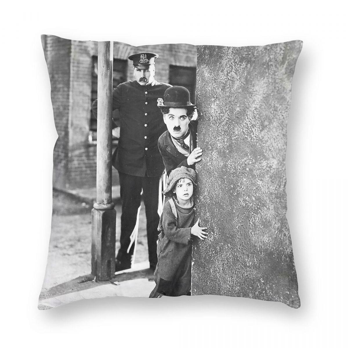 Charlie Chaplin The Kid Square Pillowcase Polyester Linen Velvet Pattern Zip Decor Room Cushion Case 30x30cm