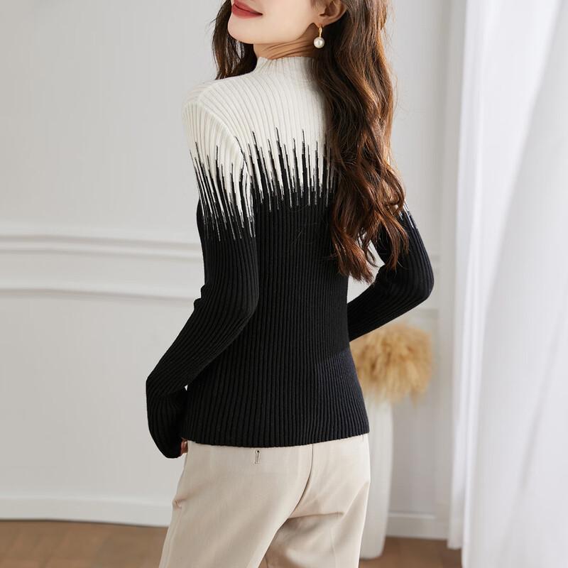 Srcr Women's Semi-High Collar Fine Wool Blend Sweater