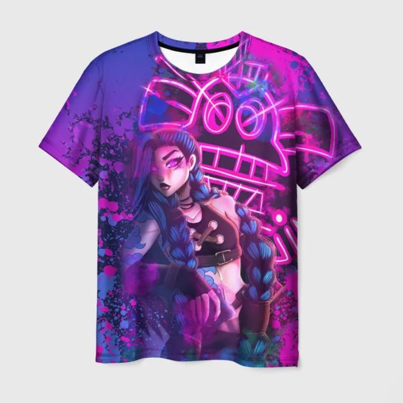 Beliebtes Arcane League Jinx T-Shirt 3D-Druck Männer/Frauen Anime T-Shirts Sommer Rundhals Kurzarm Top Männer Erwachsene Cartoon T-Shirt