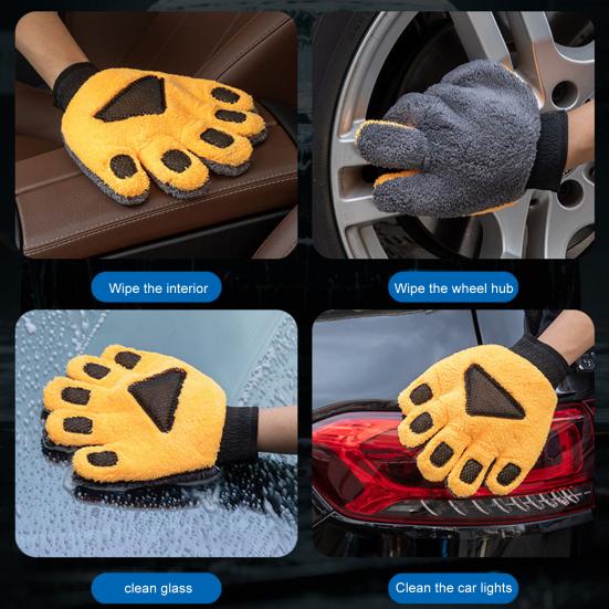 Car Wash Gloves Super Absorbent Double Side Five Finger Mitten Soft Coral Velvet No Scratch Cleaning Glove for Car And Home Cleaning