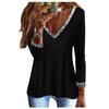 Women's Casual Fashion Printing Sequin V-neck Long Sleeve T-shirt Top