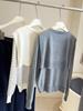 Women's 2025 Spring/Autumn Striped Knitwear Set: Round Neck, Short, Loose-Fit Sweater & Base Shirt.