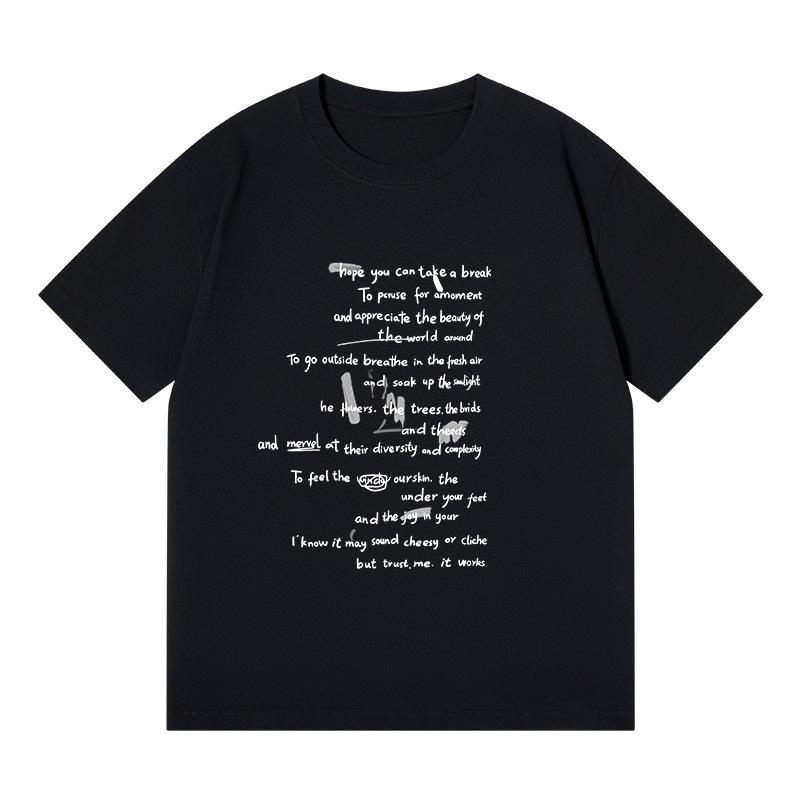 Women's Korean Style Cotton Letter Print Short Sleeve Loose T-shirt - Summer Student Fashion Top
