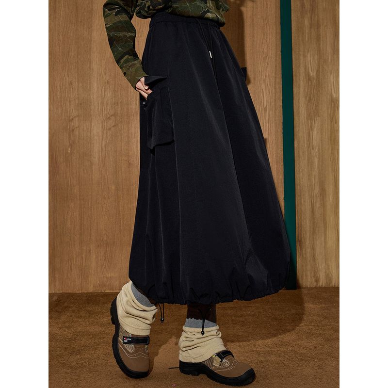 Coolhut Black Workwear Pocket High-Waisted Versatile Slimming Women's New Skirt