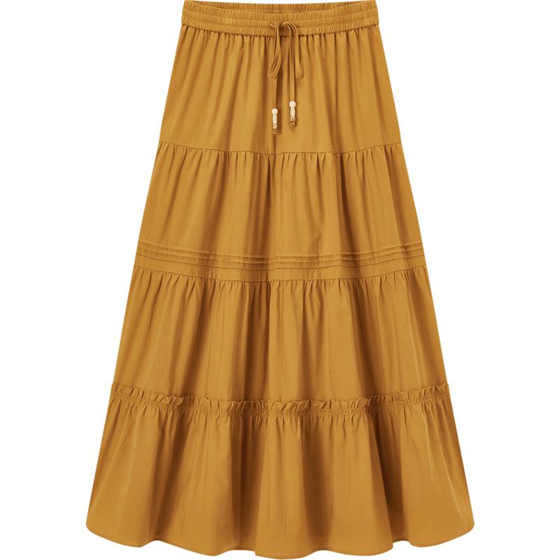 Aijutu Solid Lyocell A-line Tiered Skirt S