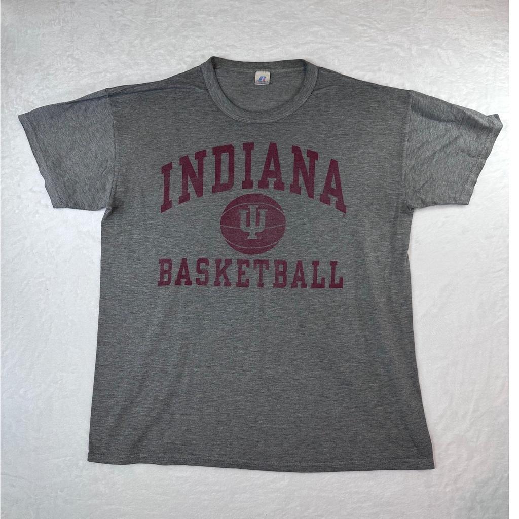 Vintage Russell Athletic Indiana Basketball T-Shirt Gray Hoosiers Mens Large Unisex T-Shirt