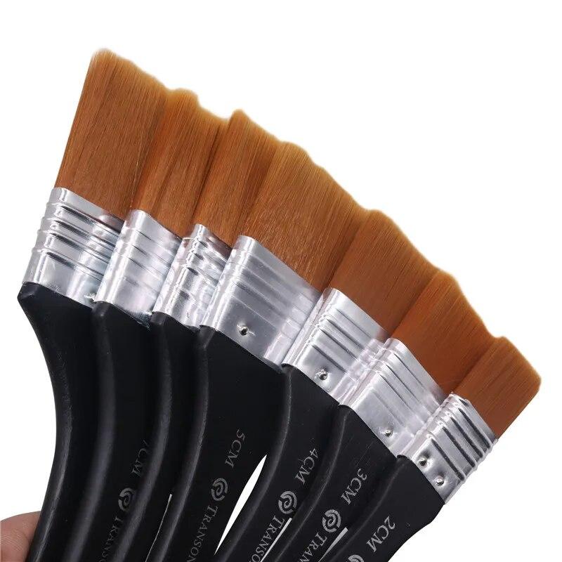 Black Handle Brush Metal Ring Wooden Handle Nylon Hair Artist Watercolor Oil Painting Gouache Acrylic Art Supplies