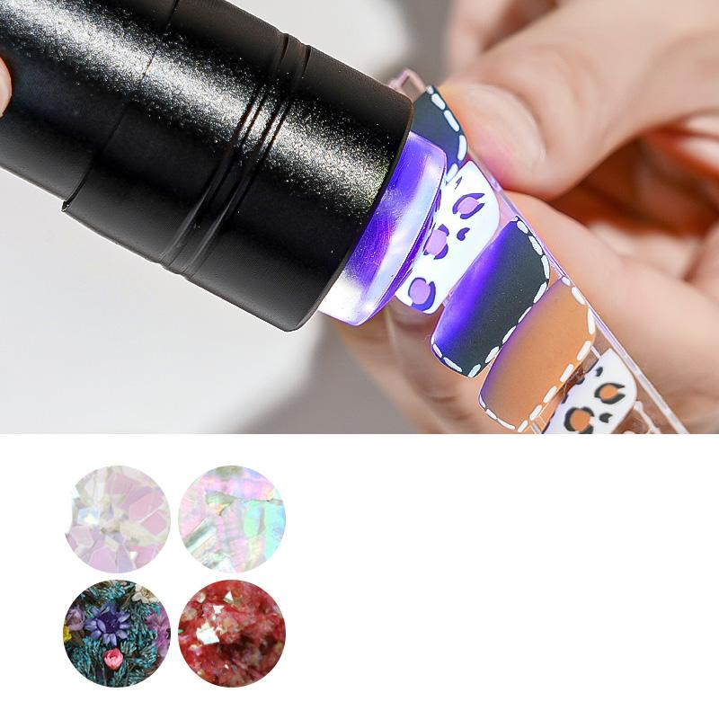 1Pcs Handheld UV Lamp Nail Art Press Light Clear Jelly Silicone Stamper Head With Quick Dry Portable Manicure Lamp+Stamper Tool