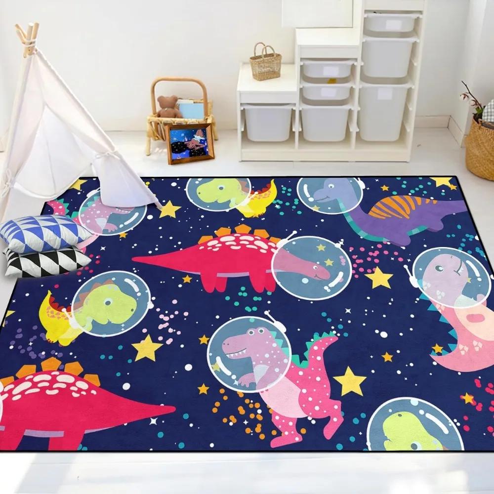 Boys Bedroom Dinosaur Rug Cartoon Dino Area Rugs Funny PlayMat Cute Printed Carpet Polyester Floor Mat Living Room Decor Doormat