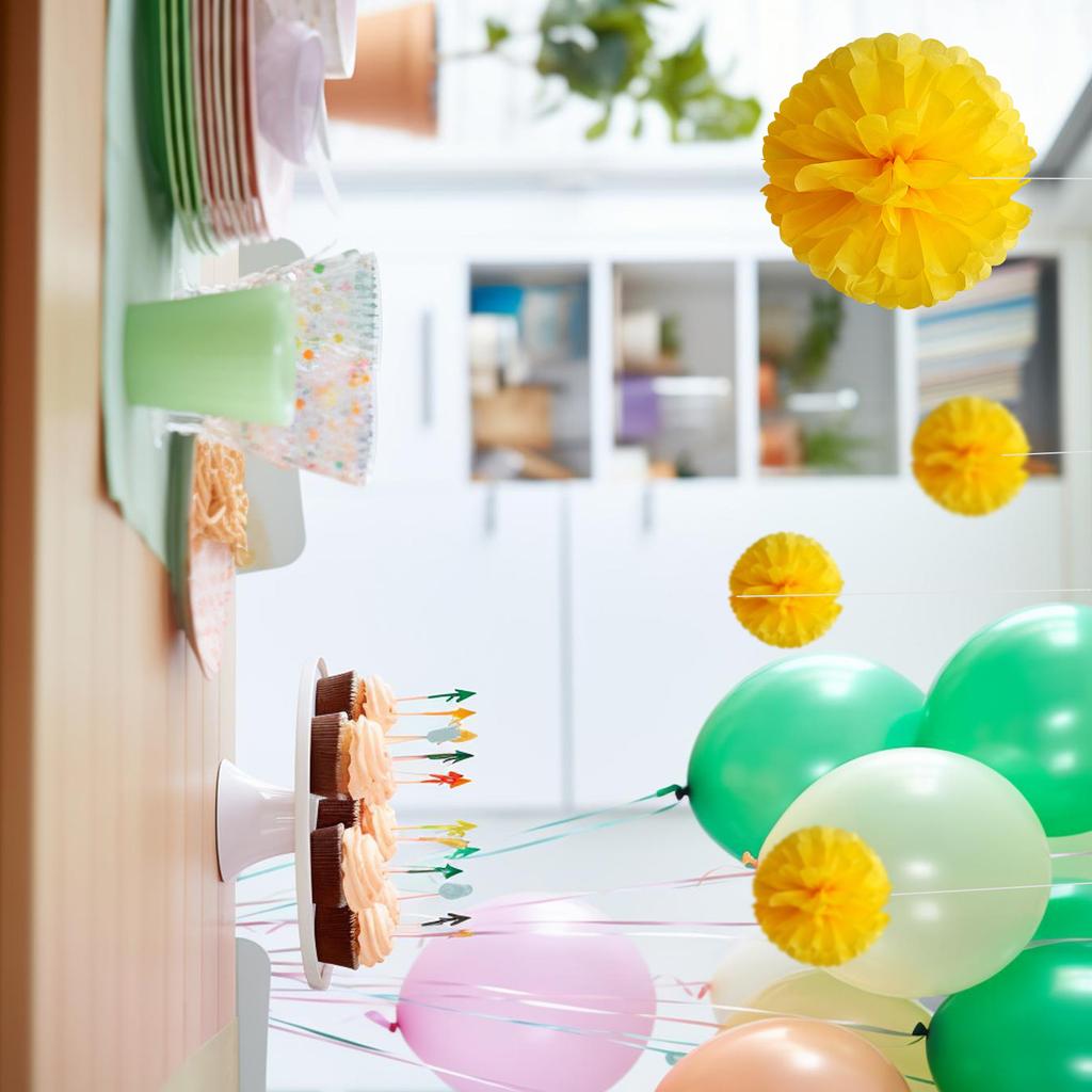 1pcs Set 7.8inch Yellow Paper Hanging Flowers For Birthday Party Paper Flowers Decorations Pom Pom Paper