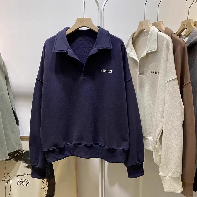 PO Collar Printed Composite Sweater Women's Autumn Large Size Loose Versatile Thin Top Jacket