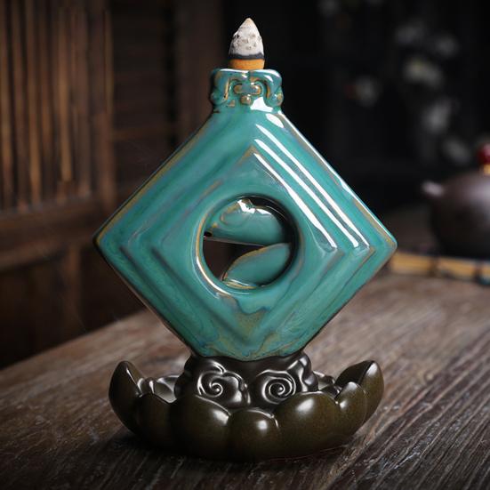Special Backflow Censer Burner Lotus Leaf Design Ceramic Eco-friendly