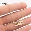 1980-2019 Birth Year Number Charm Pendant Stainless Steel Chain Necklace Jewelry