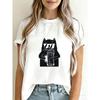 Casual T Shirt White Cat With Sunglasses Holding Beer Graphic Print For Everyday Wear