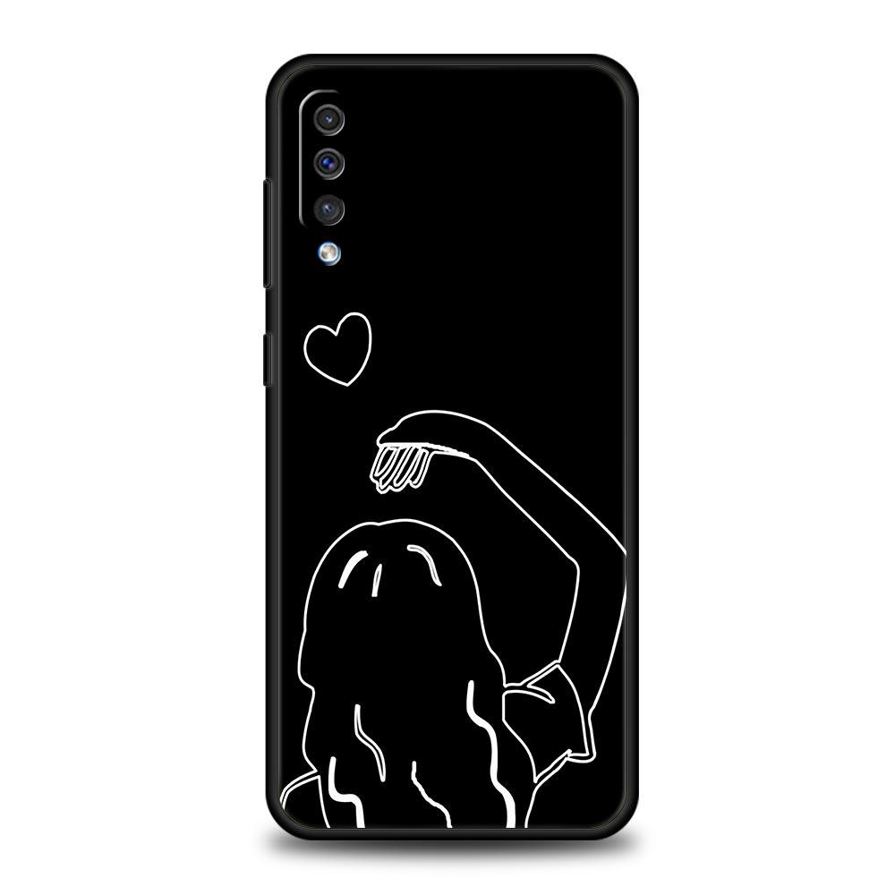 Couple Cartoon Aesth Sun Moon Case For Samsung A54 A52 A24 A14 A50 A70 A10 A40 A20S A20E A06 A12 A22 A34 A42 5G A04s A16 Cover