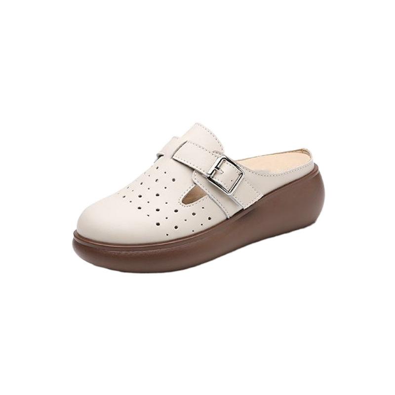 Baotou half slippers women's summer wear 2024 new popular Internet celebrity thick bottom women's niche high-end sandals