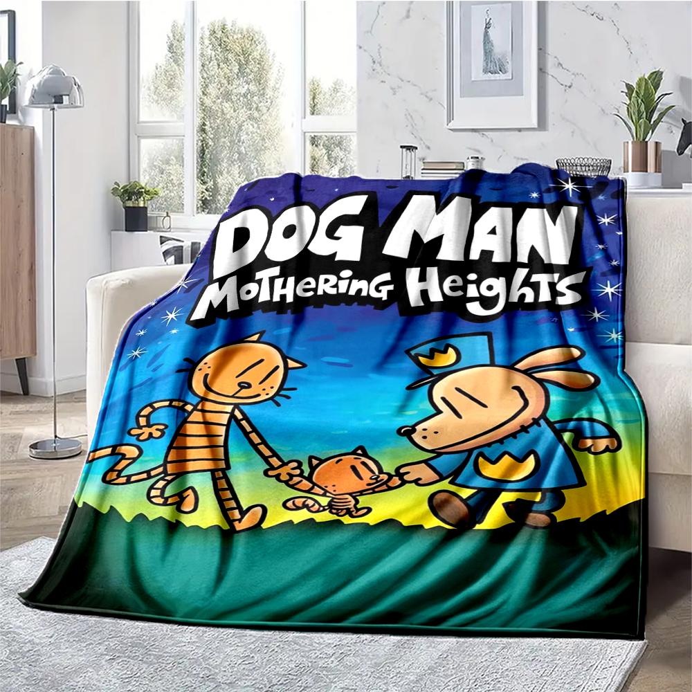 Dog Man Theme Printed Blanket - Perfect for Couch, Bed, Travel & Outdoor Use | Machine Washable, Cozy & Durable.