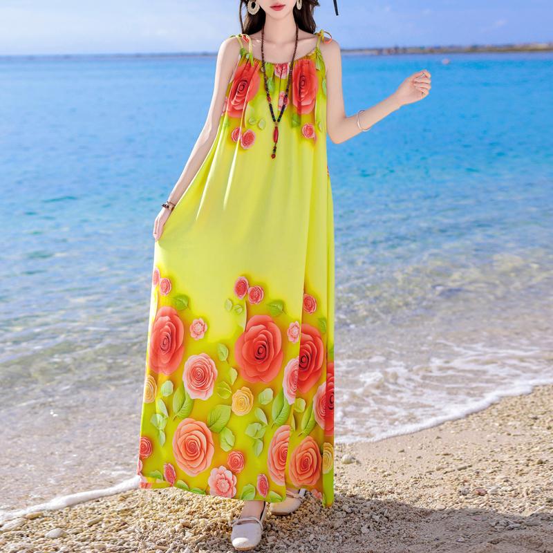 Casual Long Slip Dress for Women Summer Clothes Elegant Loose Plus Size Dress Beachwear