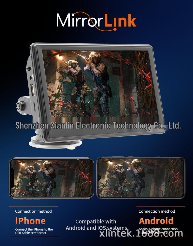 7-Zoll Tragbarer Kabelloser CarPlay Bluetooth MP5 Player mit Radio & Kartenslot