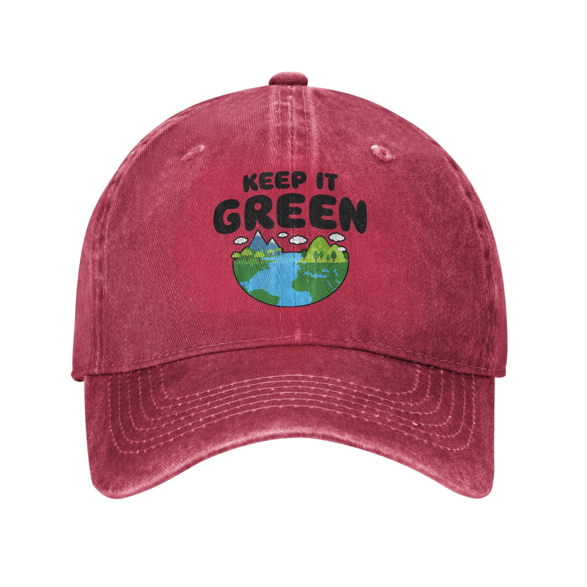 Keep It Green Earth Day Planet EnvironUnisextal Awareness Baseball Cap Distressed Washed Sun Cap Unisex Golf Adjustable Hats Cap One Size