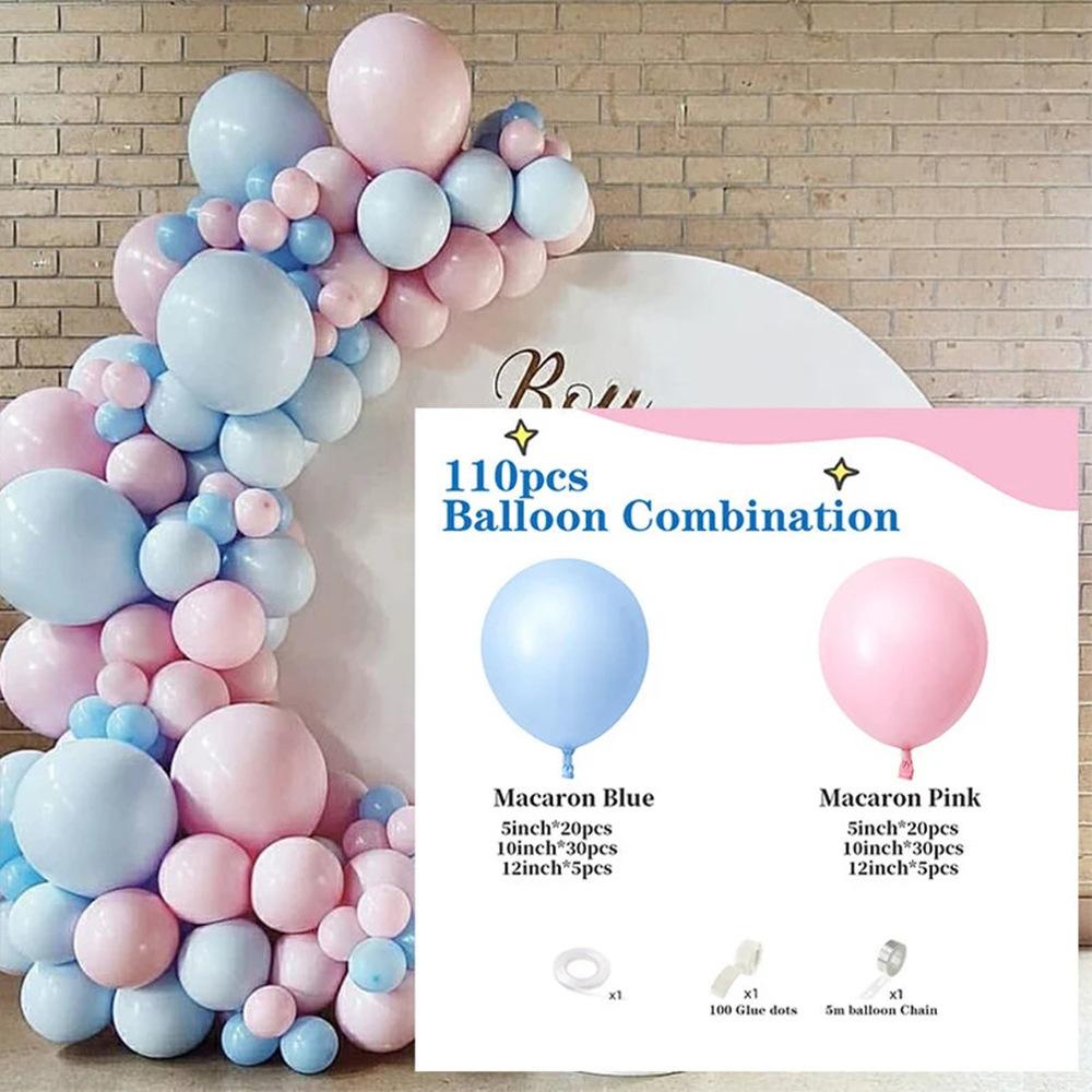 Balloon Chain 12 Inch Macaron Pink Blue Latex Balloon Boys and Girls Party Decoration Set Sex Balloon