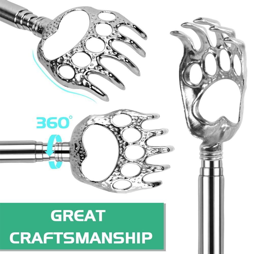 Bear Claw Shaped Extendable Metal Retractable Telescopic Handle Back Scratcher Stocking Stuffers for Men Women Back Massager