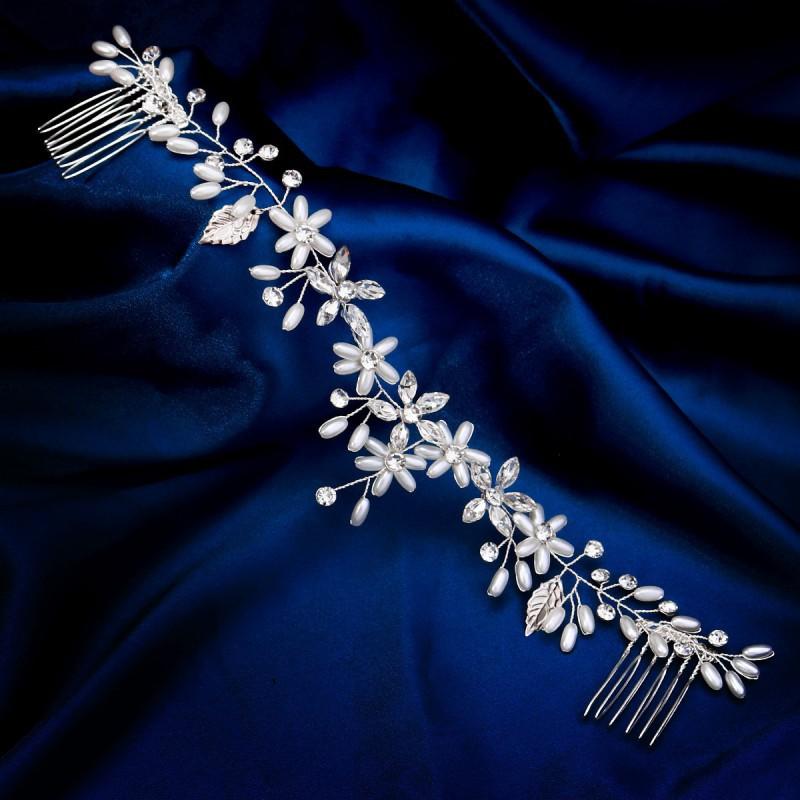 Bridal Hair Band Pure Handmade Pearl Flower Double Beautiful White Headband