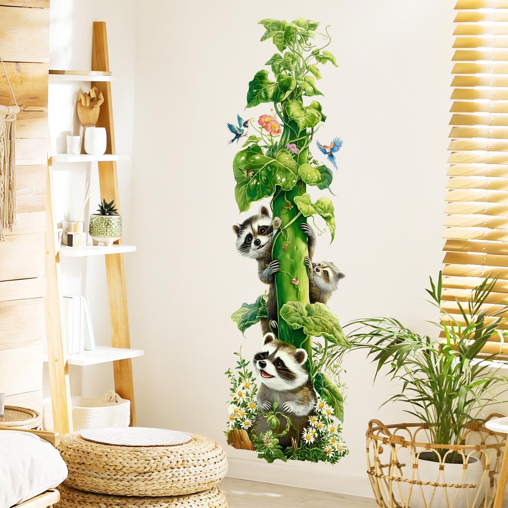 Vine Raccoon Bedroom Study Entrance Corridor Balcony Self Adhesive Stickers