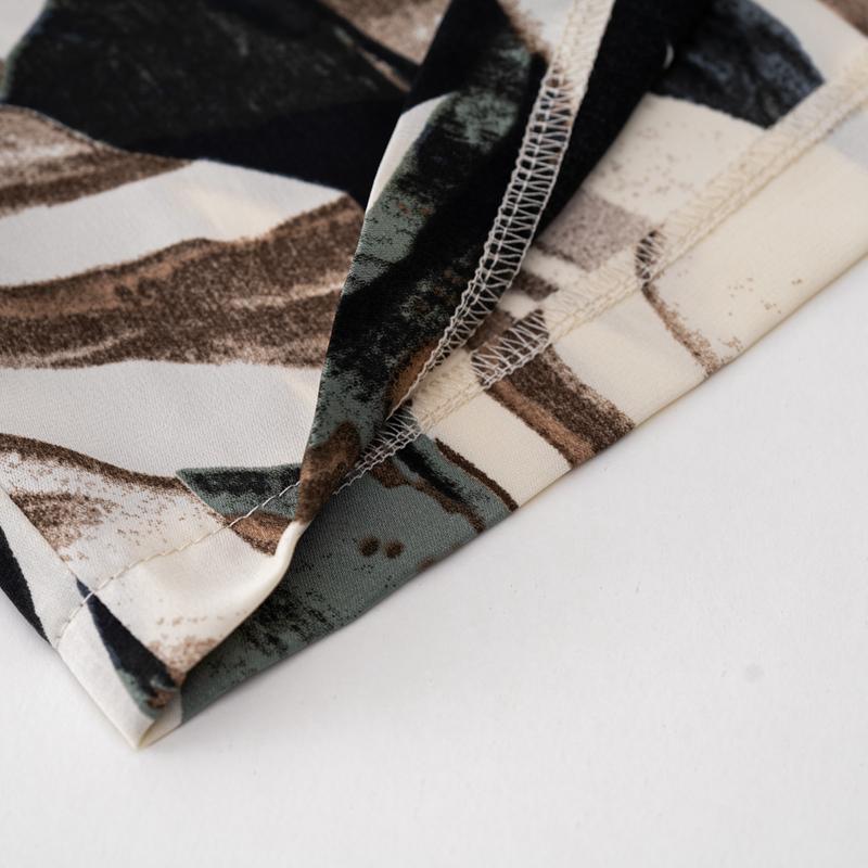 Frauen Herbst Winter Drucken Zwei Stück Set O Hals Langarm Hohe Taille Hose Anzüge