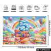 2D Sweet Candy 5th Birthday Backdrop, Rainbow Cake Lollipop Photography Background Banner