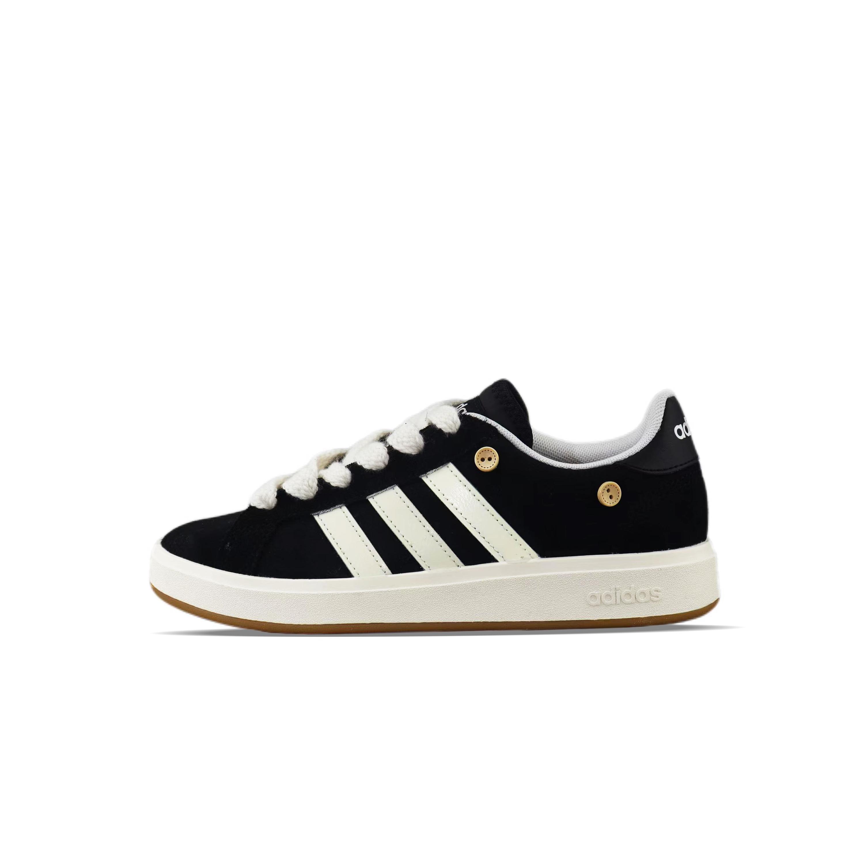 

Adidas Grand Court Base 00s Abrasion Resistant Slip Resistant Low top Skateboard Shoes Unisex Beige Black JP6335(Team129-) 36⅔