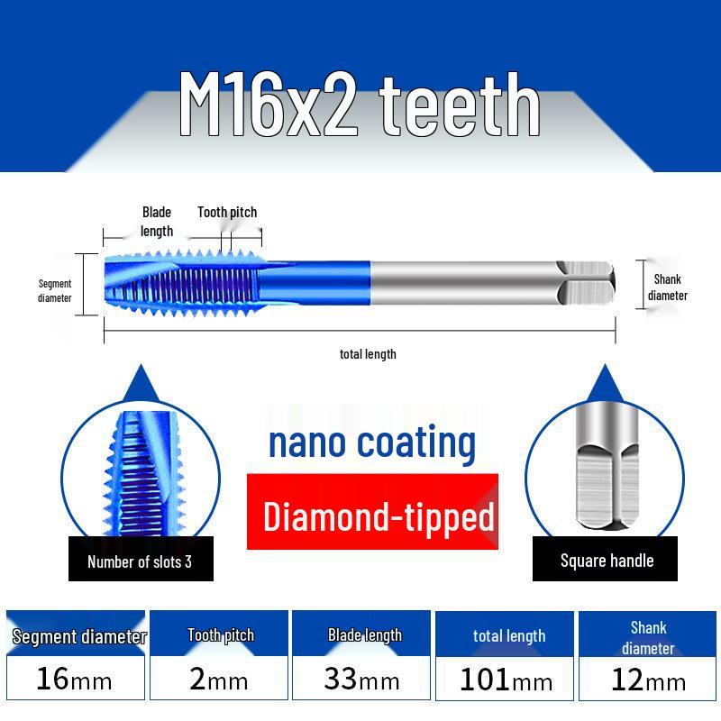Cobalt Blue Nano-Coated Stainless Steel Spiral Tap Drill Bit Set M2-M8
