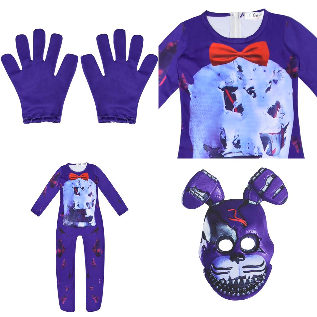 Sundrop Fnaf Knuffelbeer Cosplay Kostuum Bodysuit Jumpsuit Masker Handschoen Voor Paasvieringen