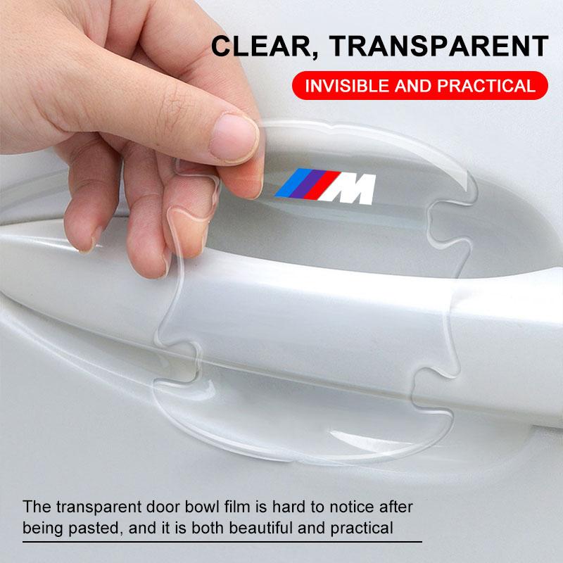 4PCS Transparent M LOGO Car Door Anti-collision Protector Bumper Strip Sticker For BMW X7 X3 X4 X5 X6 3 4 5 6 7 Series Z4 M M3 M5 M6 E38 E39 E46 E53