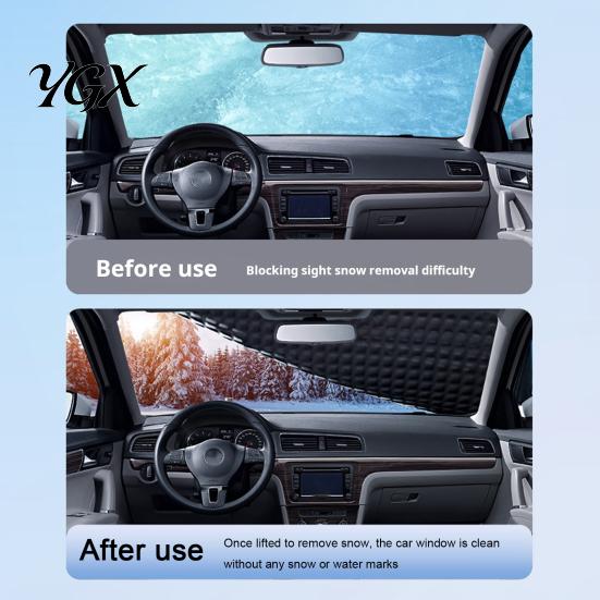 Ice Protection with Magnetic Edge Universal Car Windshield Snow Cover Thick Anti-Frost Sun Shade Quick Install Protector Magnets & Reflective