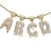Stylish Hip Hop Zircon Crown Pendant Necklace with 26 English Letters for Women