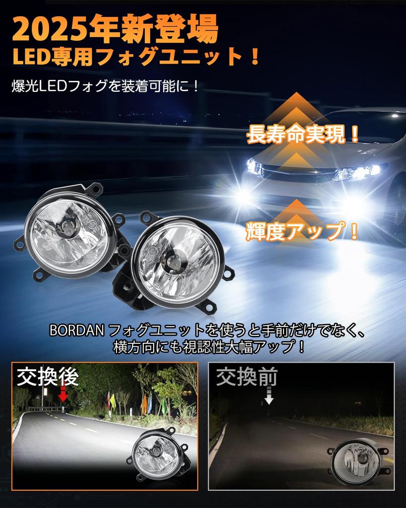 BORDAN Fog Lamp Units for Toyota Genuine with Adjustable Beam Glass Compatible Genuine Vehicle Inspection Set of 2 Vehicles, Replacement, E-Mark,