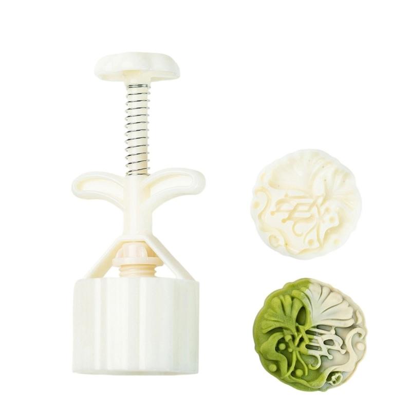 Ginkgoes Pattern Mooncakes Press Delicate Embossing Mooncakes Molds Ginkgoes Pattern Treat Stamps for Baking Lover 1
