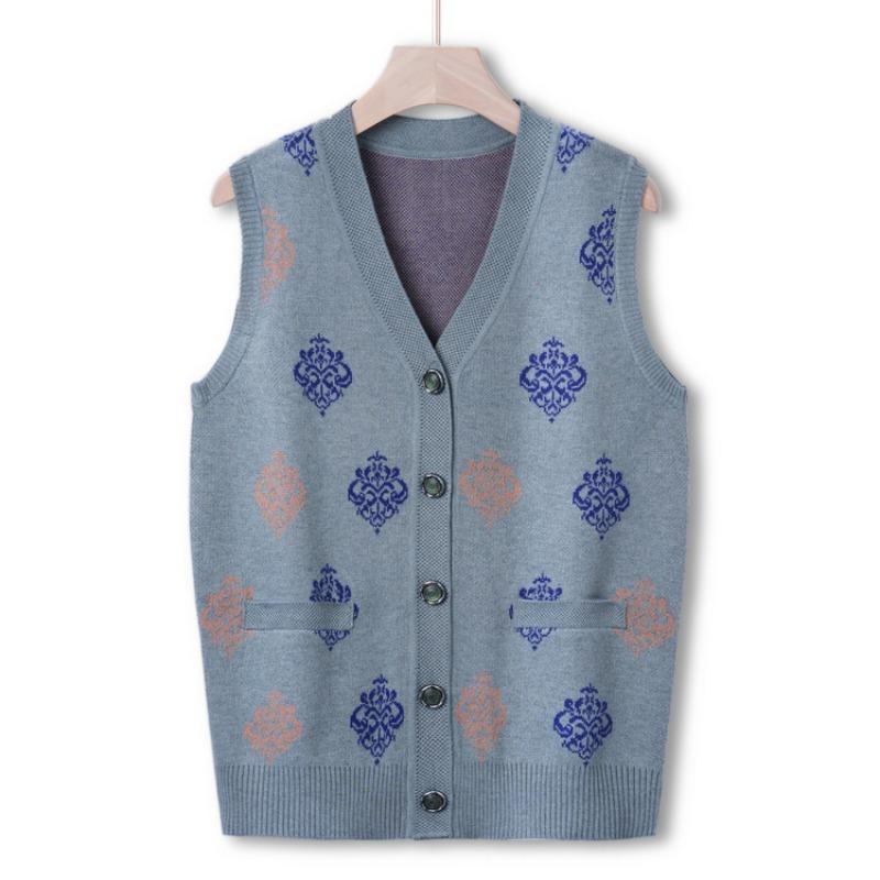 

Бабушка осень повседневный жилет качественный вязаный свитер для женщин среднего и пожилого возраста свитер жилет жилет 4XL (recommended 150-82.5 kg)