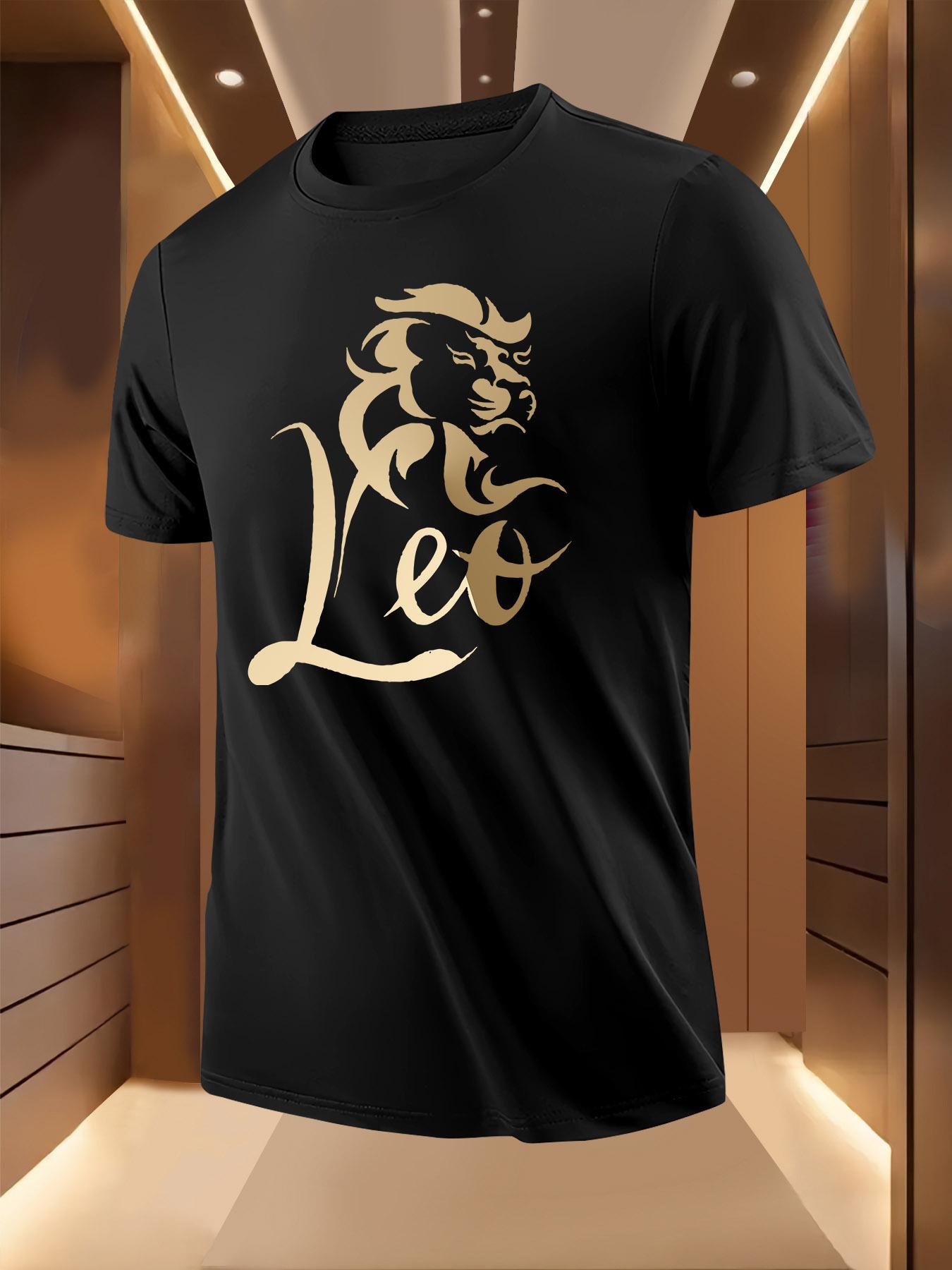 Golden Lion Leo Graphic Tshirt - Casual Summer Short Sleeve XXXXL