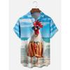 Camicia Corta Hawaiana da Uomo Stampa Pollo Cartone Animato Camicia Casual da Uomo Estate Quotidiano Street Fashion Camicia a Maniche Corte da Uomo